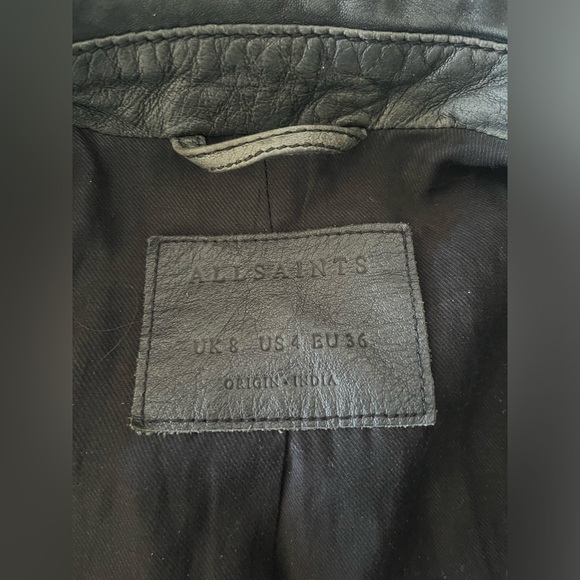 All Saints Women’s Leather Biker Jacket Size 4 - Picture 12 of 12